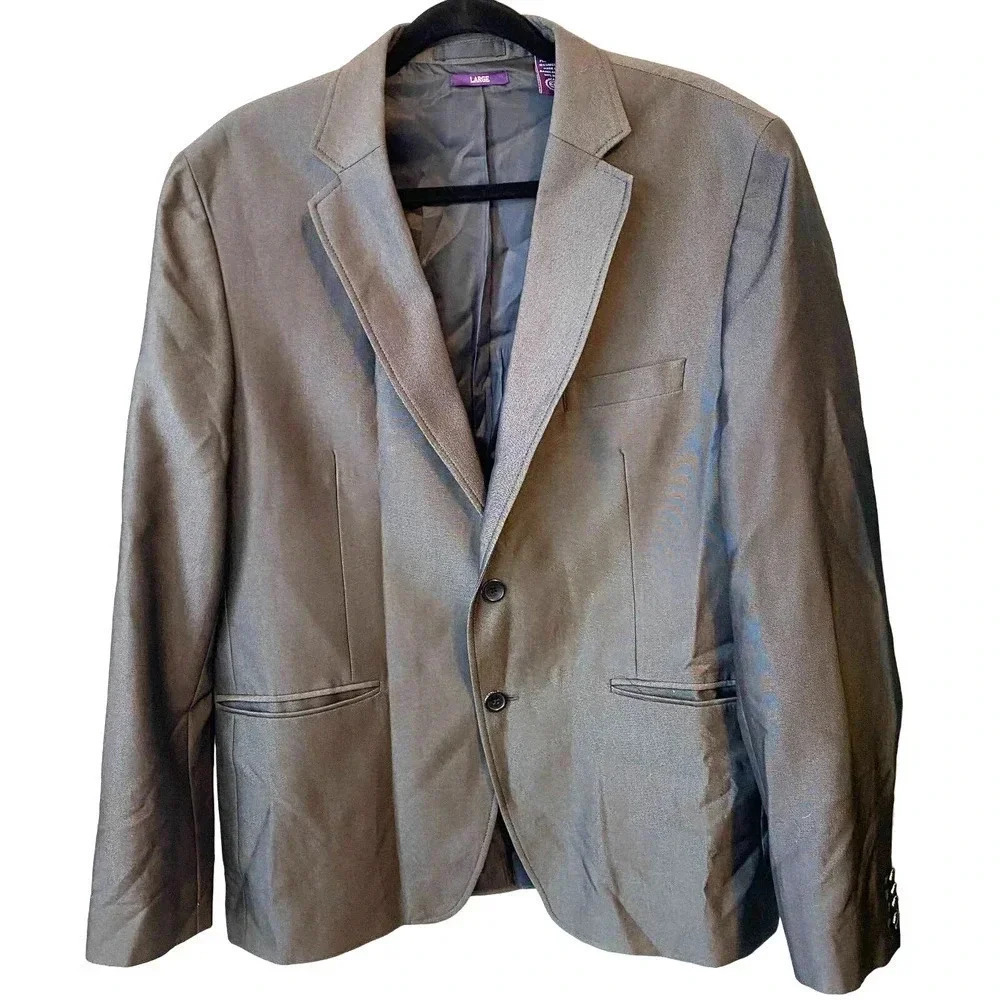 American Rag Slim Fit Gray 2Button  Blazer Men Size L Pockets